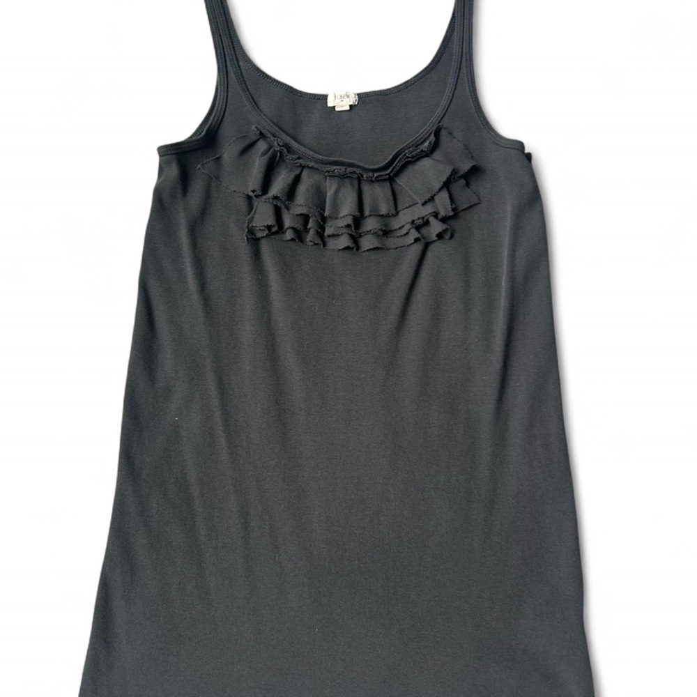 J. Crew Black Ruffled Sleeveless Tank Top